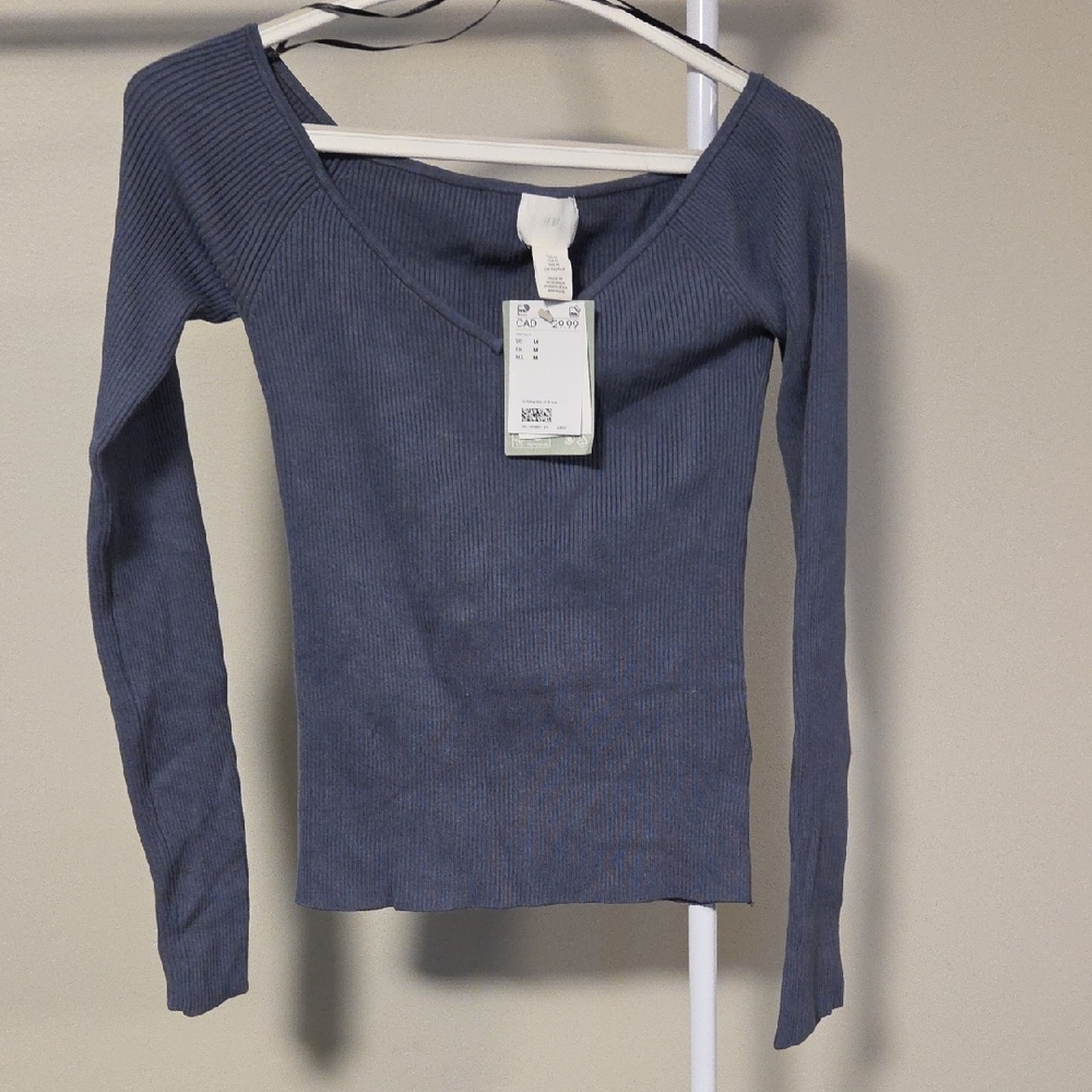 NWT H&M Women's Slate Long Sleeve Top Sile M